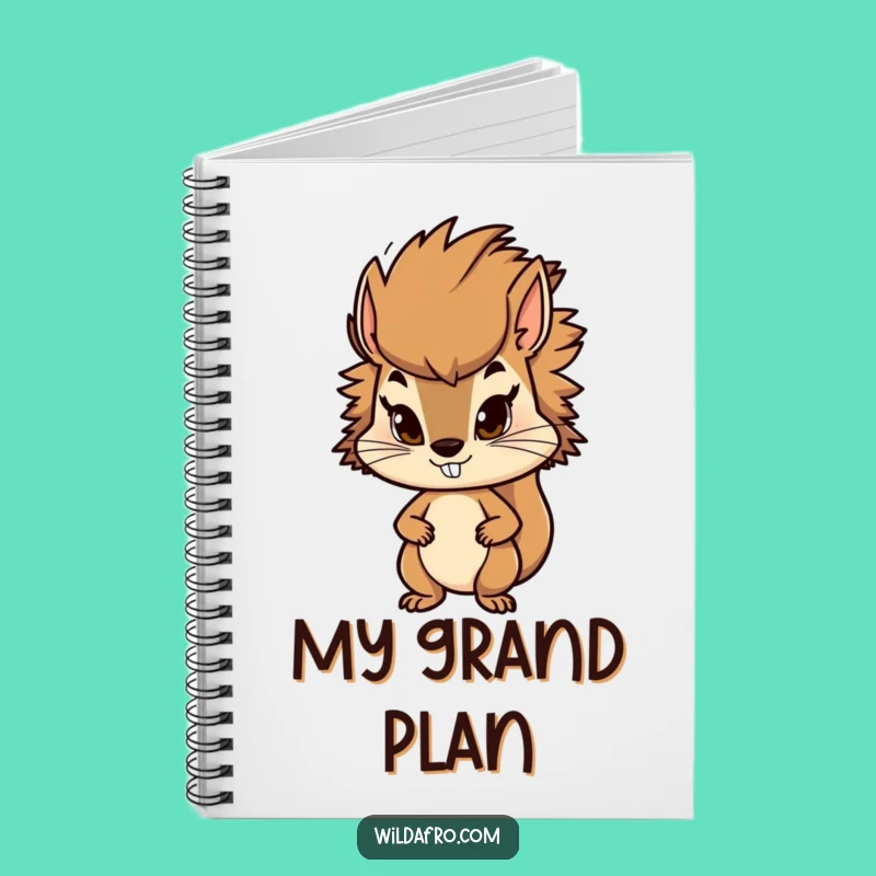 Funny Squirrel Afro Notebook - Determined Nut Collector Journal, Perfect Gift