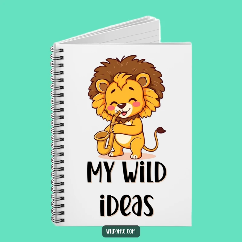 Jot Down Ideas Lion Saxophone Afro Notebook - Funny Gift for Creatives and Musicians!
