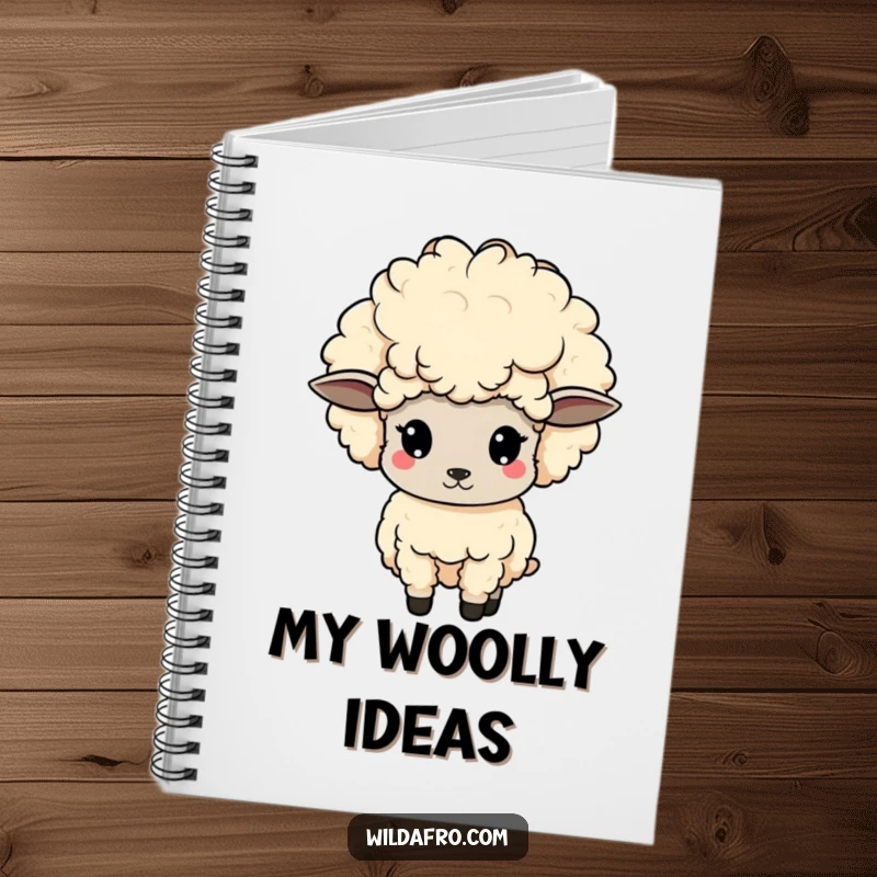 Funny sheep notebook, cute with a voluminous afro, bobbing its head, ideal for capturing creative thoughts and doodles. A superb funny gift.