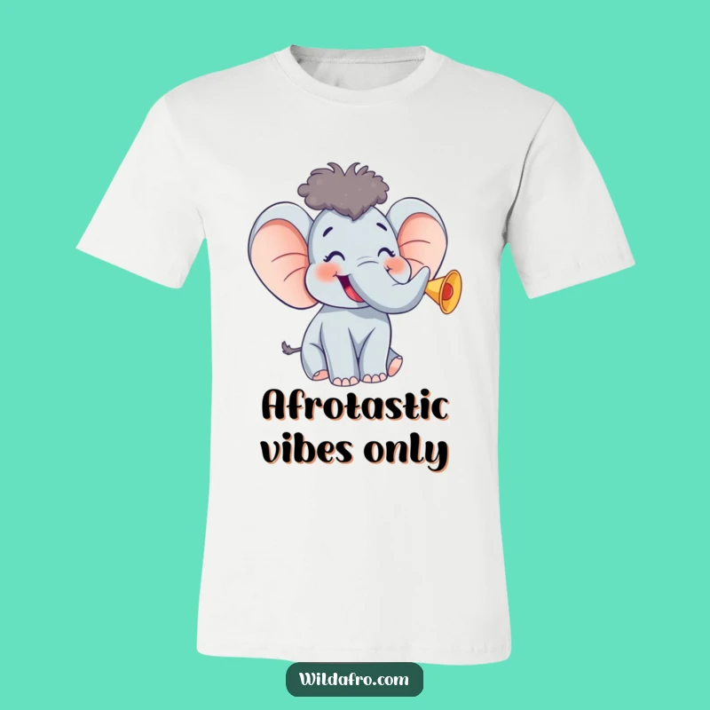 Funny Giggle Elephant w/ Afro T-Shirt - Hilarious Gift Tee