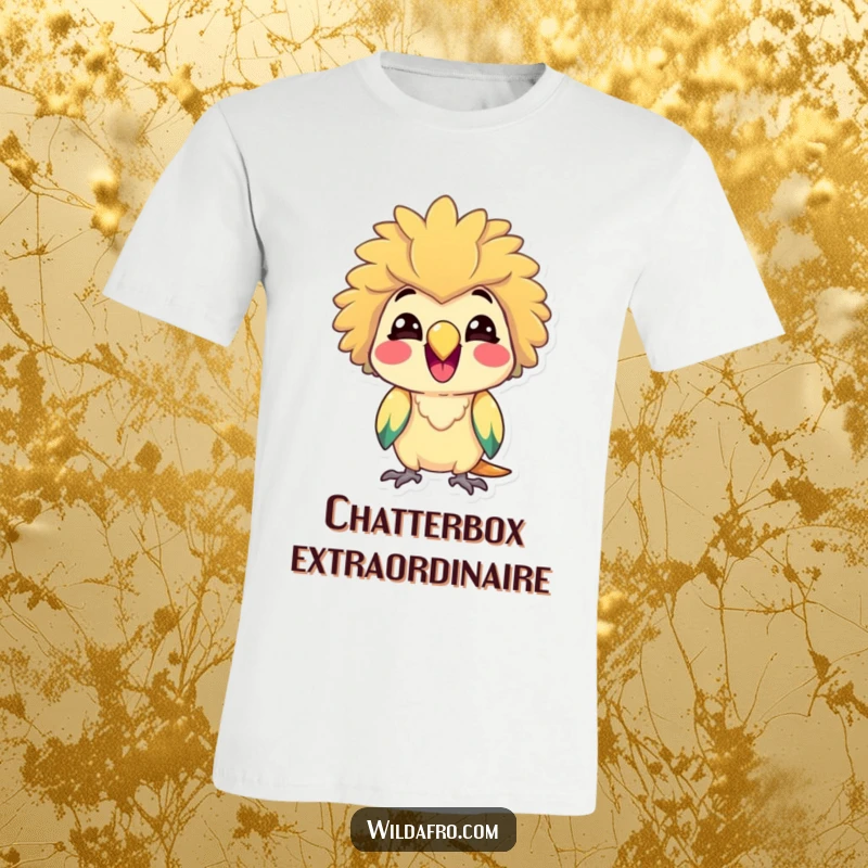 Funny Parrot T-Shirt with Afro, Delighted and Squawking Cheerfully, Vibrant and Expressive Wear