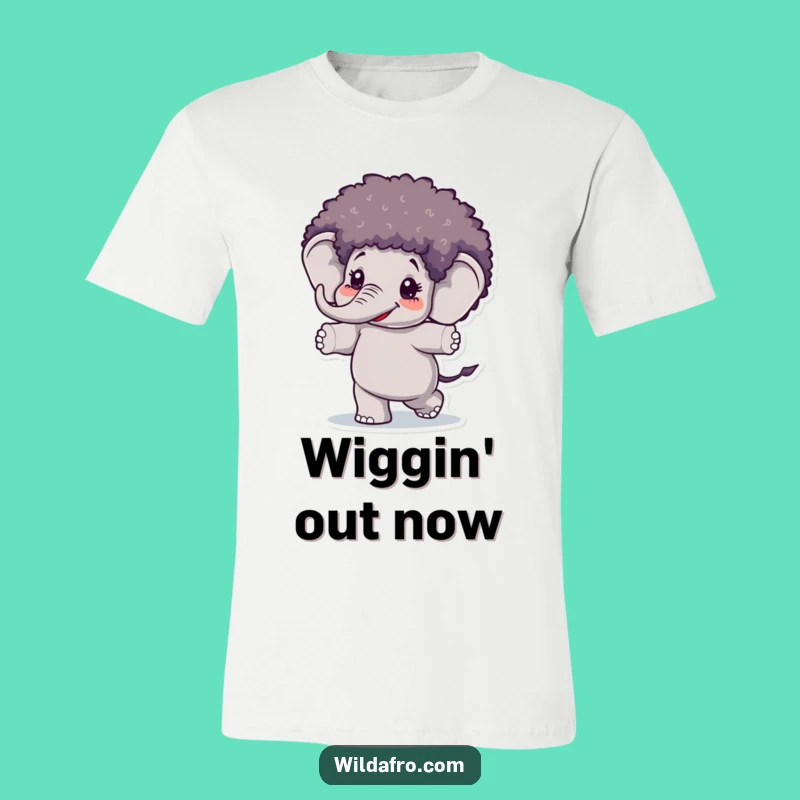 Diva Elephant Afro Wig T-Shirt - Hilarious Funny Gift for Dancers and Fun Seekers