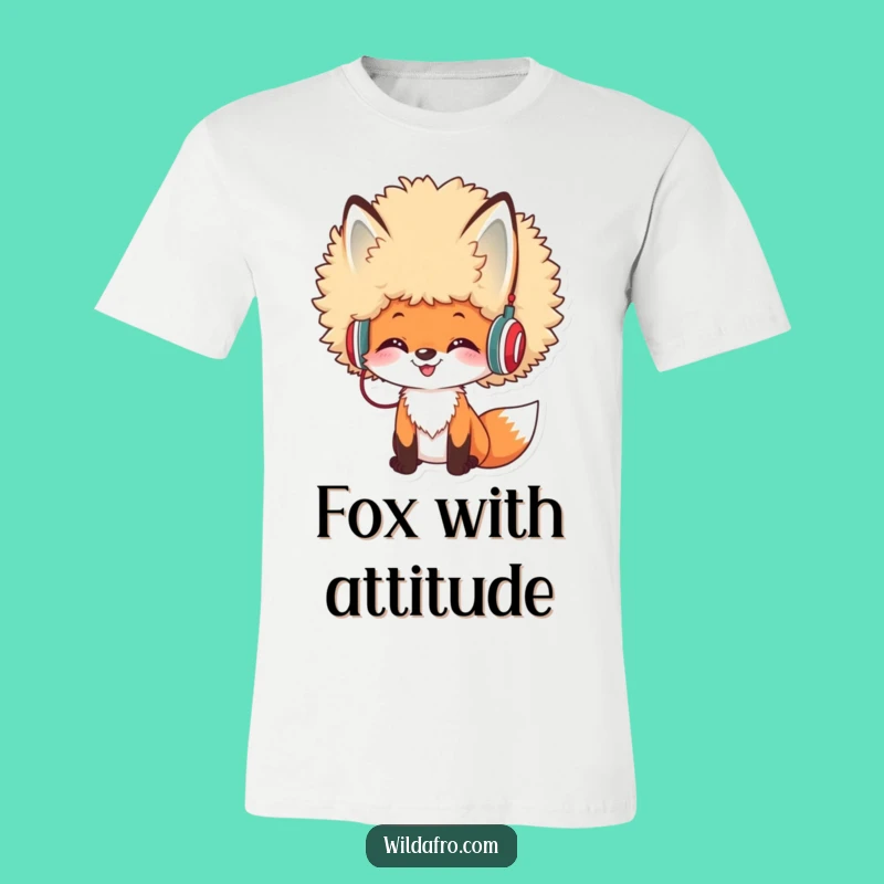 Funny Afro Fox DJ T-Shirt: Humorous Apparel for Music & Style Fans
