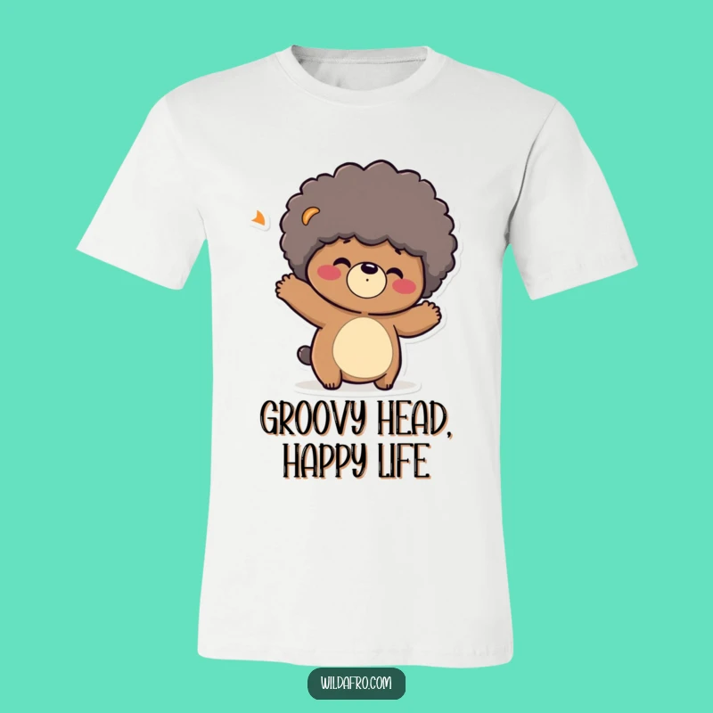 Funny Bear Afro T-Shirt: Playful Character Bouncing Afro for a Hilarious Gift