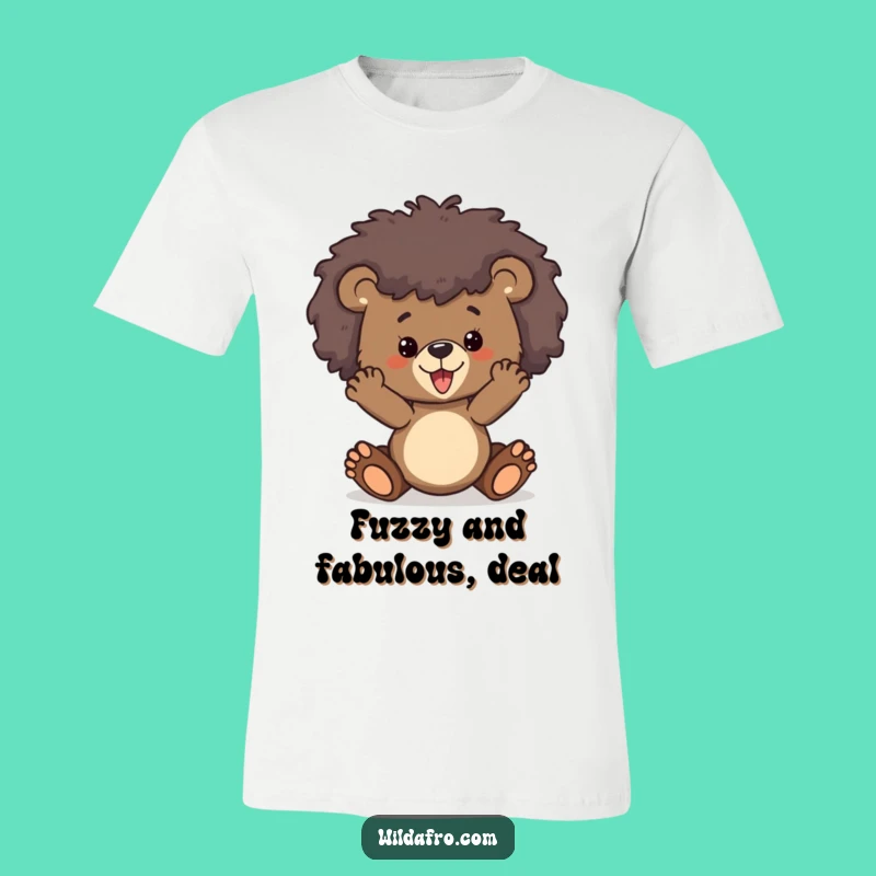 Funny Bear Cub Afro T-Shirt - Playful Wild Animal Graphic Tee, Awesome Gift