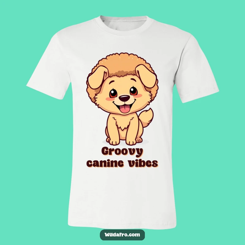 Funny Dog Afro T-Shirt: Happy Wagging Tail Character Tee Gift