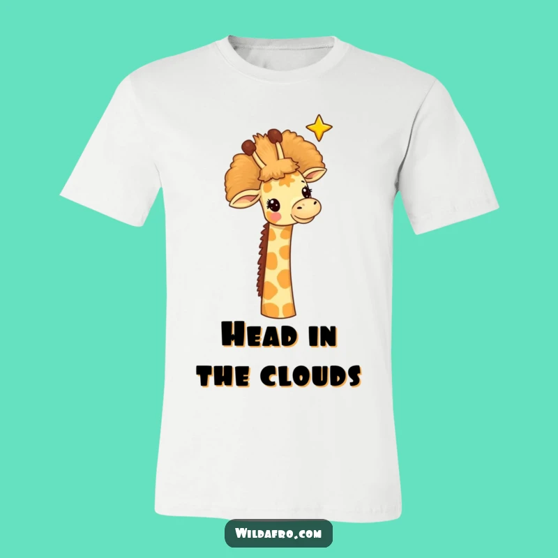 Funny Giraffe Afro Star T-Shirt, Whimsical Animal Tee, Hilarious Dreamer Gift