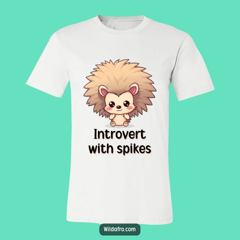 Funny Hedgehog Afro T-Shirt: Shy Character Hiding Gift