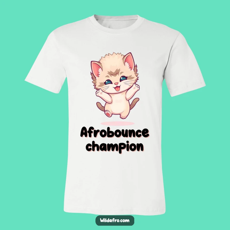 Funny Kitten Afro T-Shirt - Hilarious Bouncing Cat Tee Gift