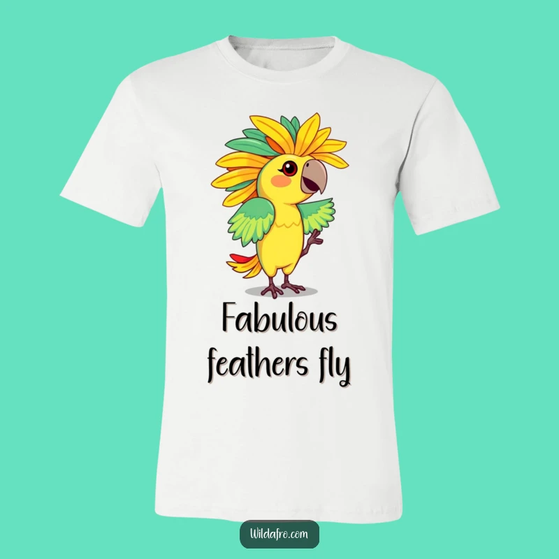 Funny Parrot Afro T-Shirt: Dancing Character Flaunting Vibrant Afro for a Fun Gift