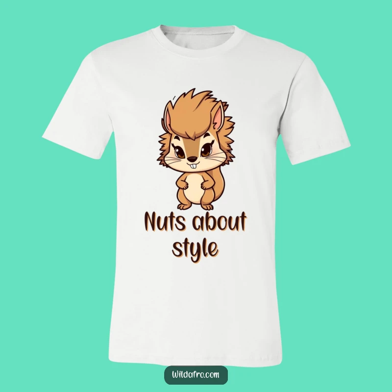 Funny Squirrel Afro T-Shirt - Bushy Haired Nut Collector Tee, Unique Gift