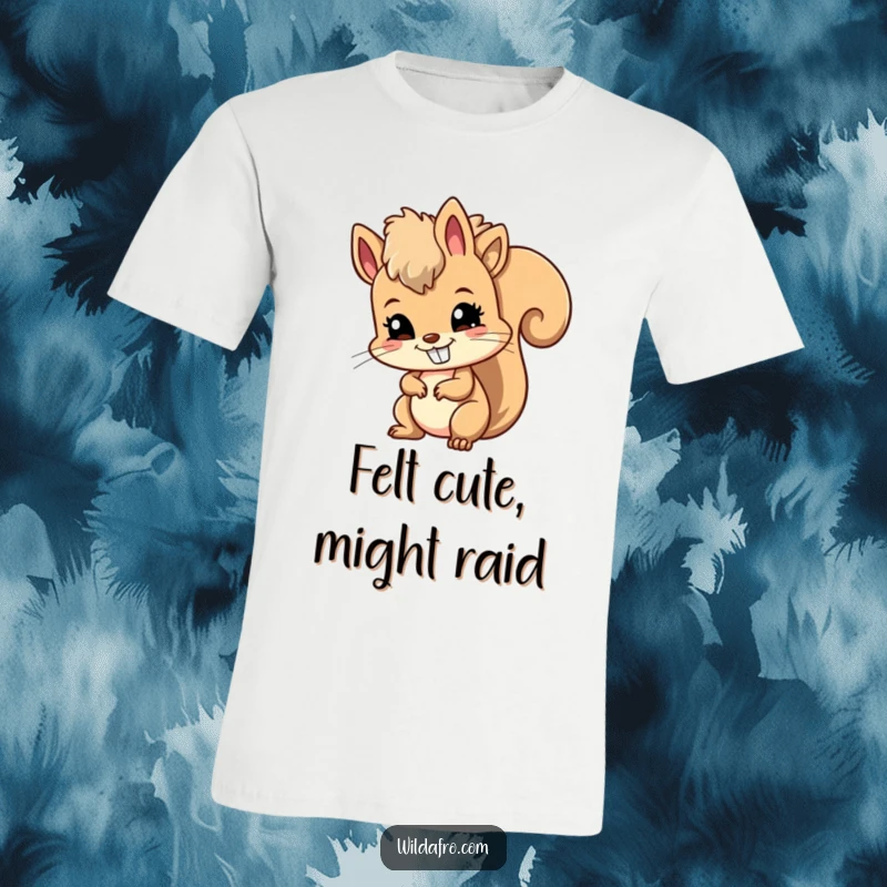 Funny t-shirt with a mischievous squirrel shaking its afro with a confident, toothy grin, radiating playful energy and style.