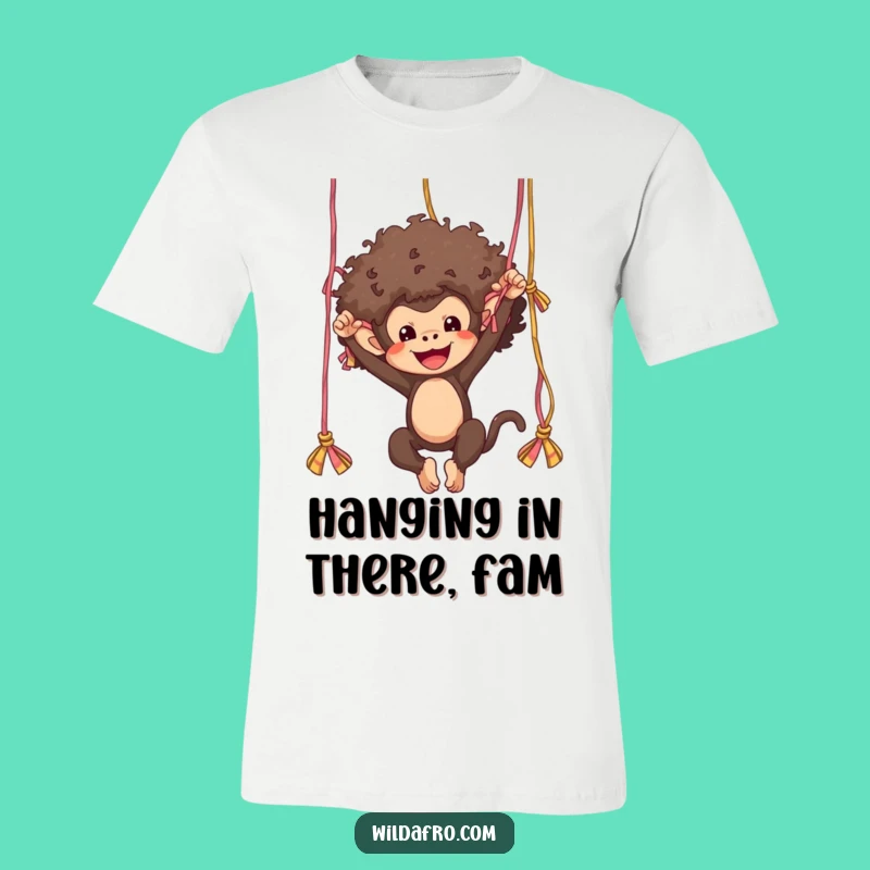 Funny Monkey Afro Yarn Swing T-Shirt - Comedic Animal Apparel Gift