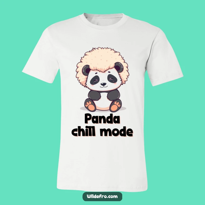 Funny Panda Afro T-Shirt: Contented Character Style with Magnificent Round Look