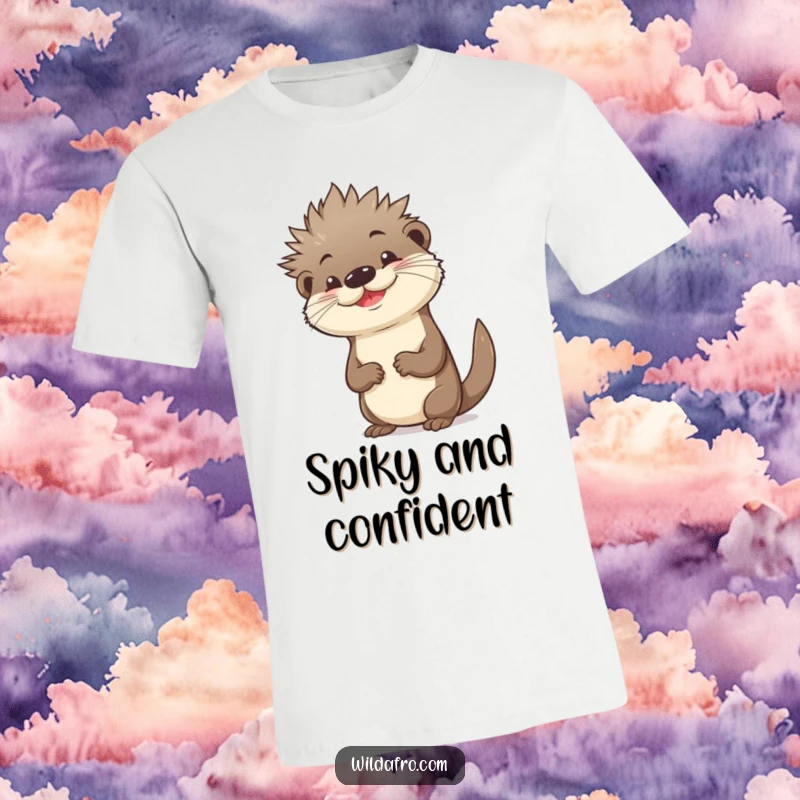 Funny Otter T-Shirt with Spiky Afro and Confident Pose - Cool Graphic