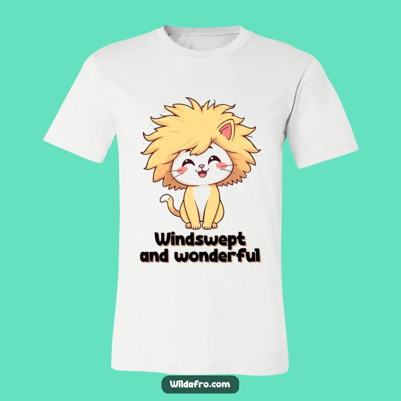 Funny Cat Afro T-Shirt - Hilarious Windblown Pet Tee, Perfect Gift