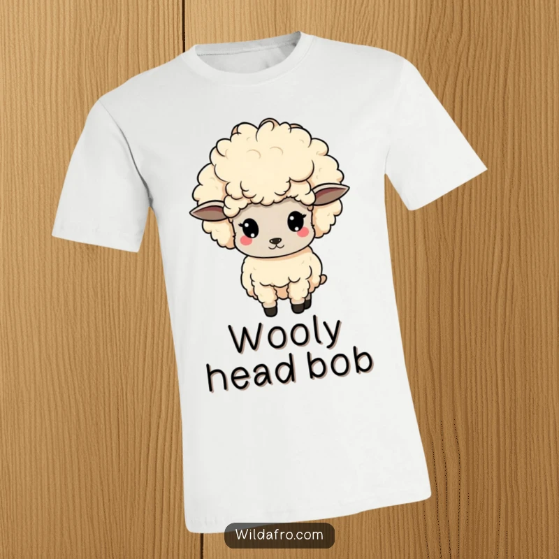 Funny sheep t-shirt, cute with a magnificent afro, bobbing its head with infectious energy and charm. An excellent funny gift.