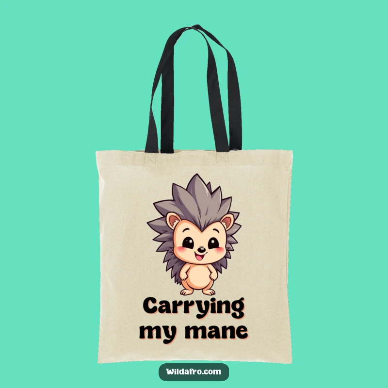Funny Hedgehog Afro Tote Bag - Carry Your Essentials with Spiky Flair Gift