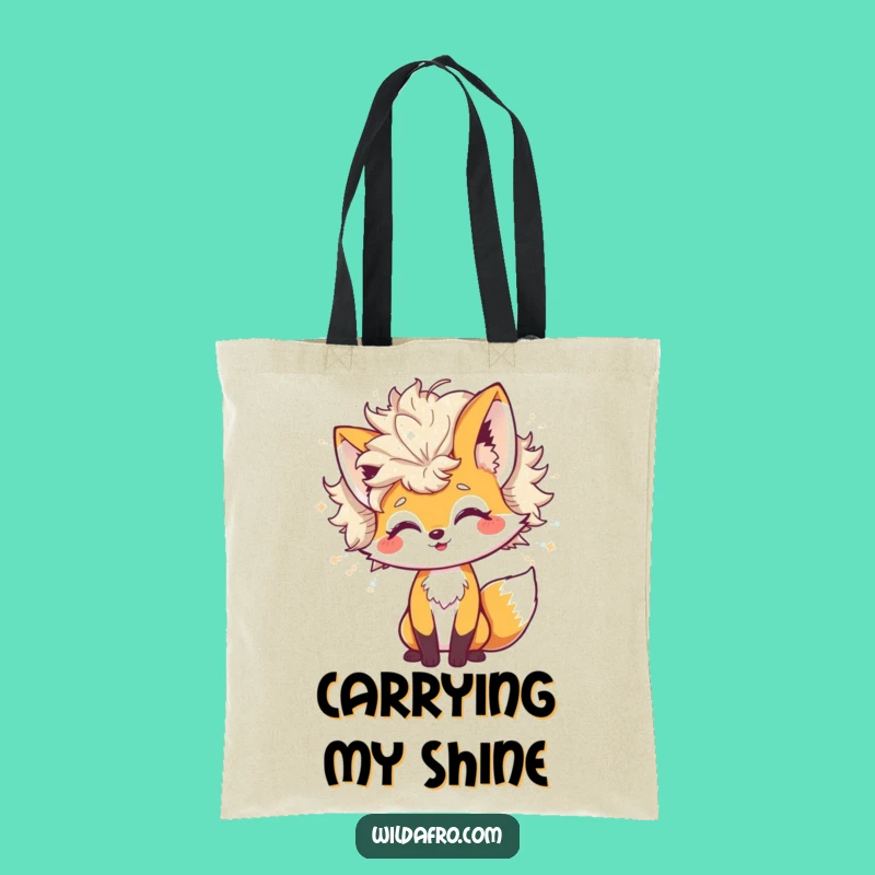 Funny Fox Glitter Afro Tote Bag: Cheerful Character Style for Sparkly Errands