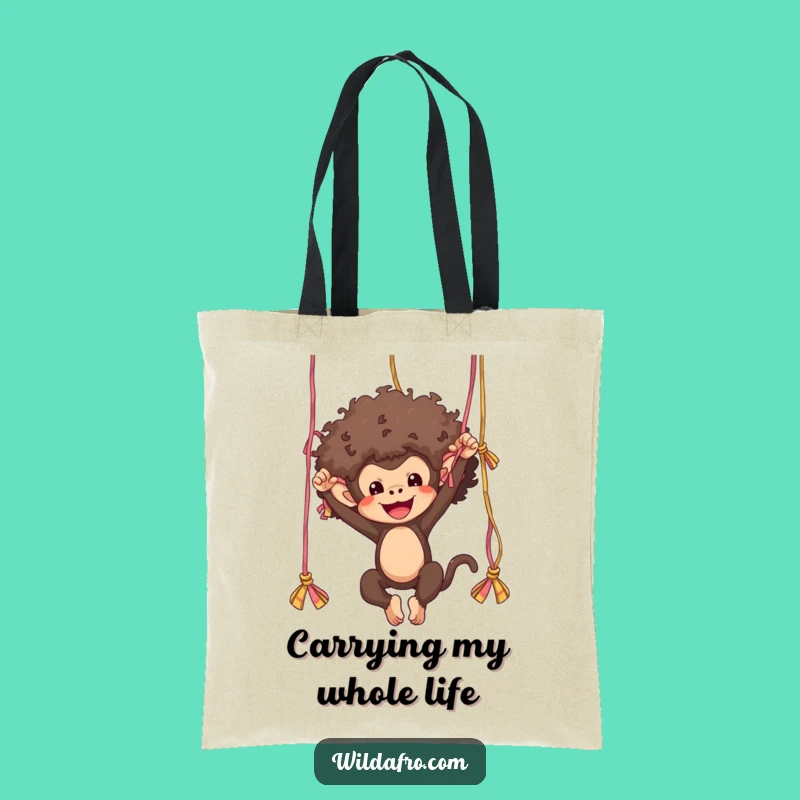 Funny Monkey Afro Yarn Swing Tote Bag - Stylish Humorous Carryall Gift