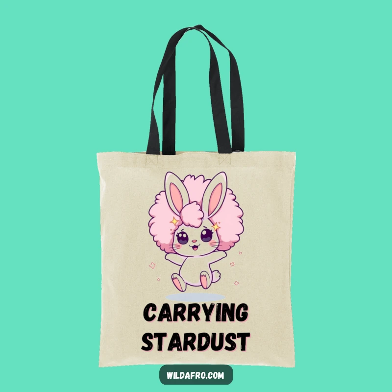 Funny Bunny Afro Star Tote Bag: Bouncing Character Style for Cosmic Errands