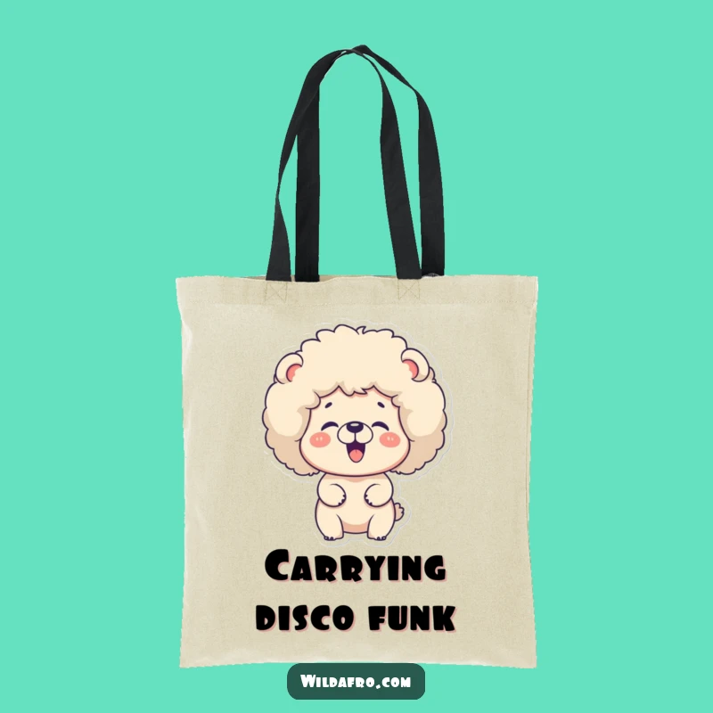 Funny Bear Giggle Tote Bag - Groovy Afro Carryall for Fun Times Gift