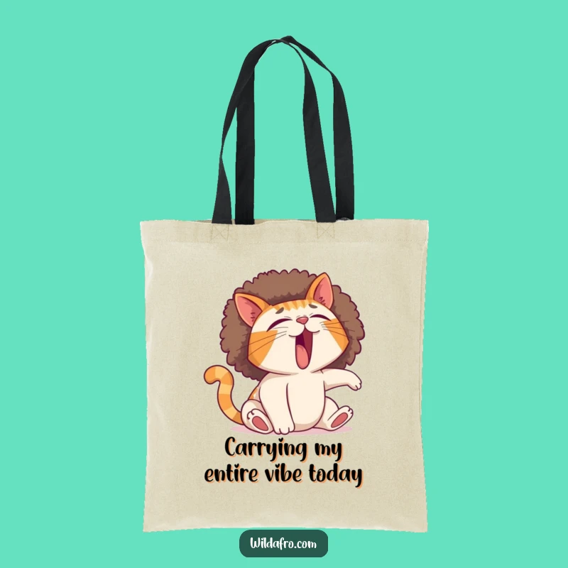 Funny Cat Afro Tote Bag: Carry Your Laughs with This Hilarious Accessory