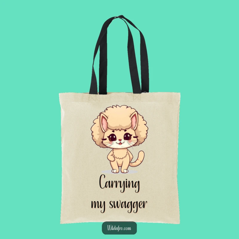 Funny Cat Afro Tote Bag - Chic Feline Accessory Gift