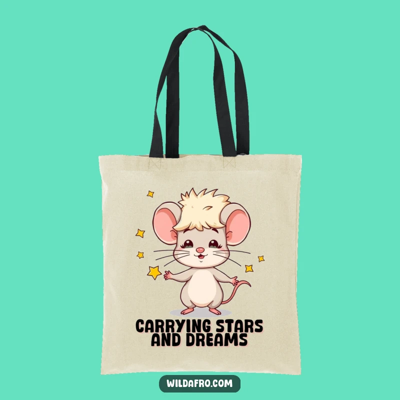 Funny Mouse Juggling Stars Tote Bag - Carry Your Essentials with Cosmic Flair