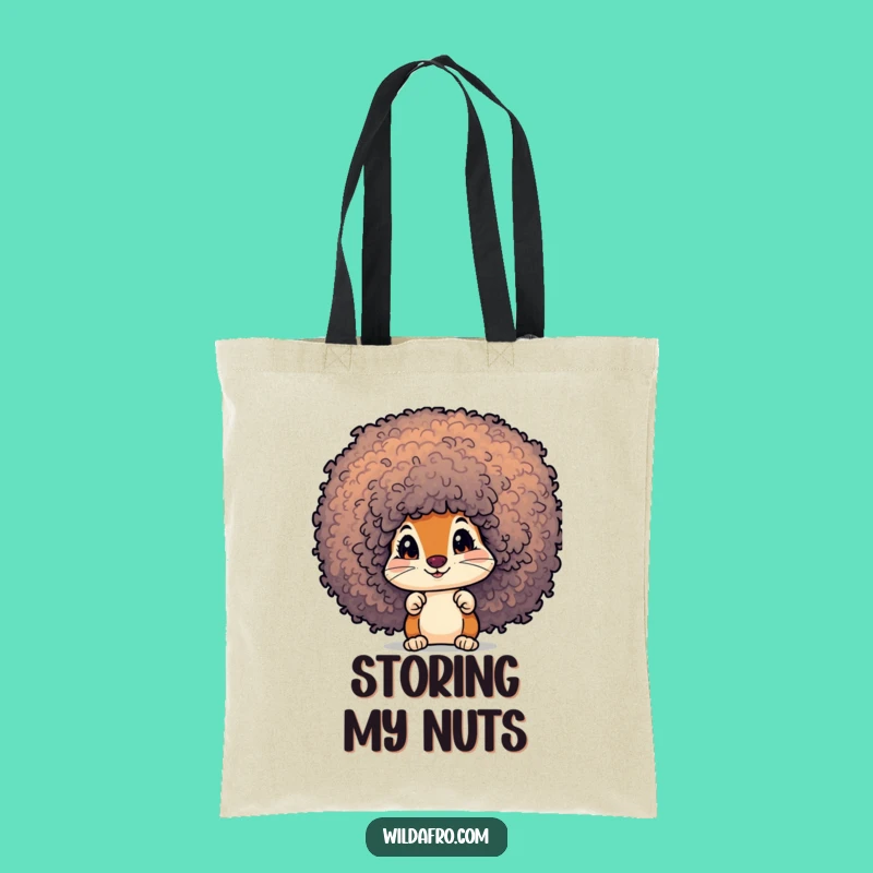 Funny Squirrel Afro Tote Bag: Curious Character Peek Gift