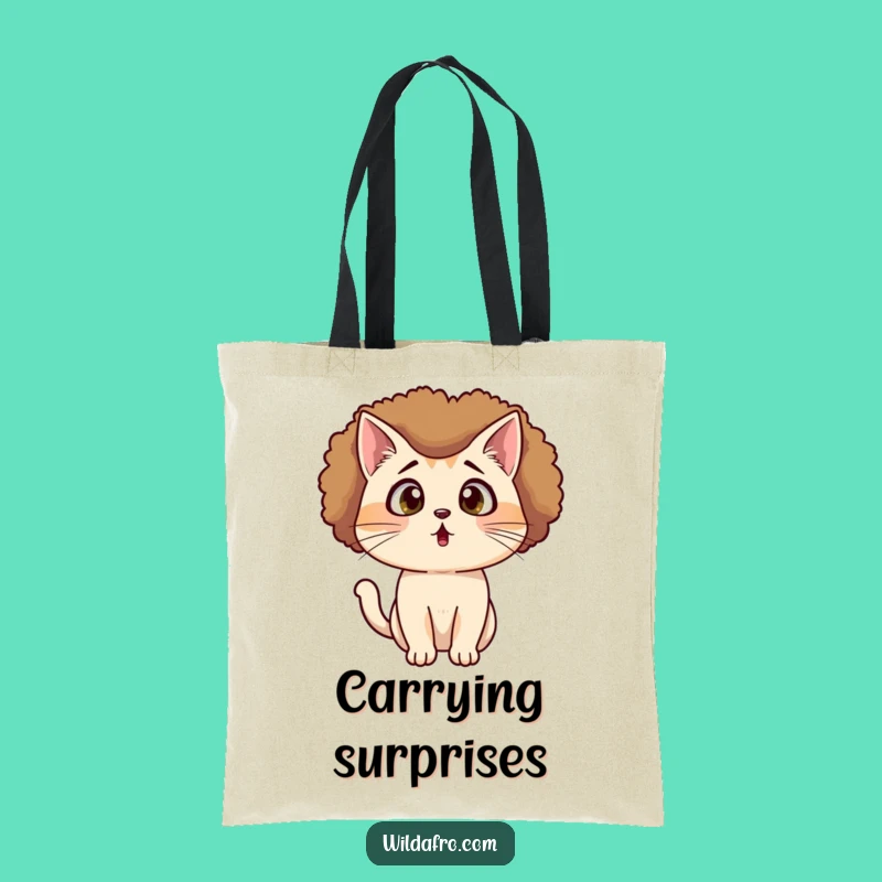 Surprise Me Cat Afro Tote Bag - Carry Your Shocking Style Everywhere!